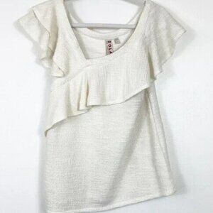 EUC! Anthropologie Dolan Left Coast Louisa Ivory Off Shoulder Ruffled Top M